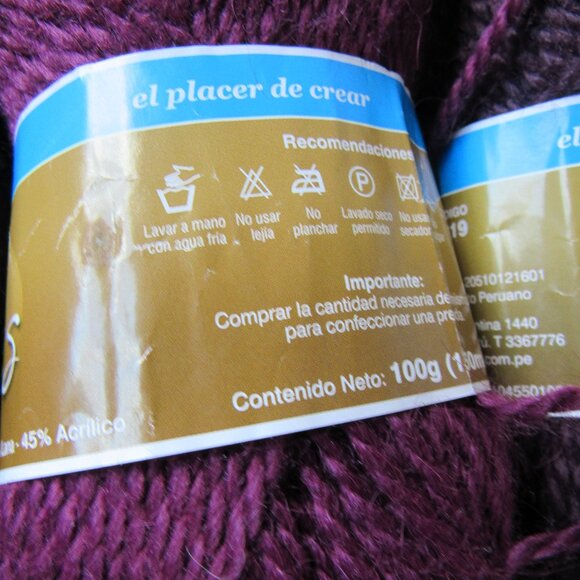 Lot 3+ sks Tren Andes yarn, 100g each,40% alpaca, made in Peru - Picture 3 of 5